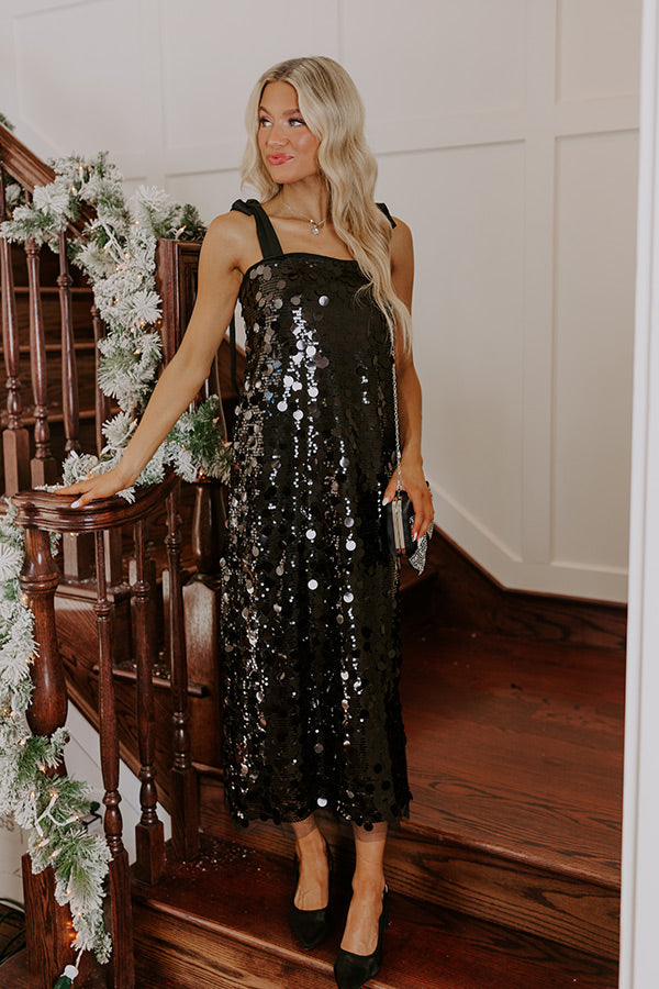 Full Of Glam Sequin Midi in Black