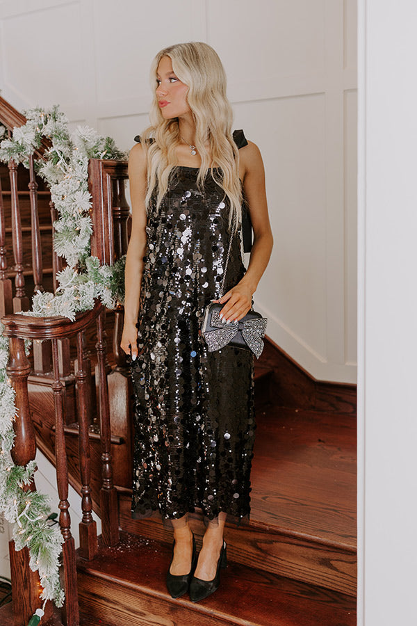 Full Of Glam Sequin Midi in Black