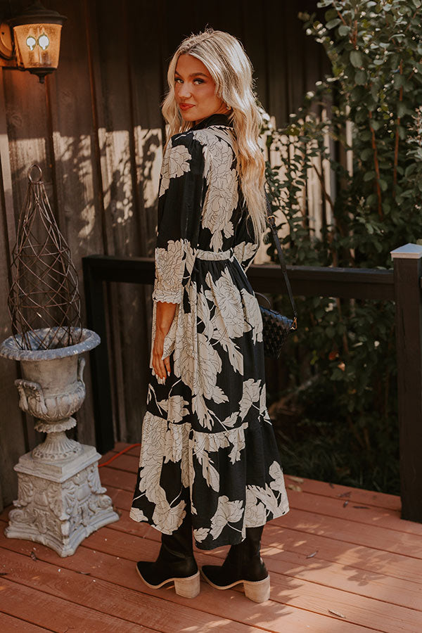 Bistro Bound Floral Midi in Black