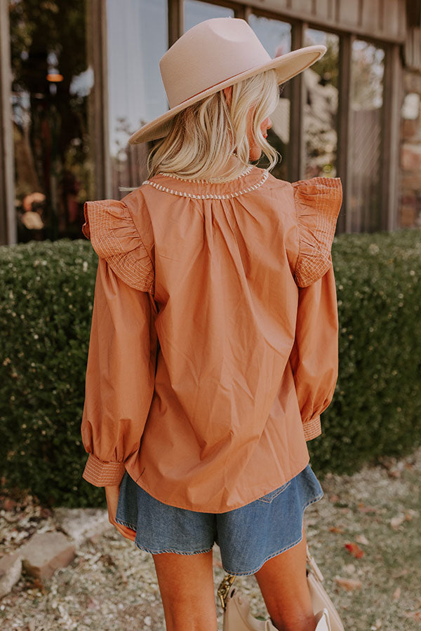 Chic Moment Ruffle Top in Camel