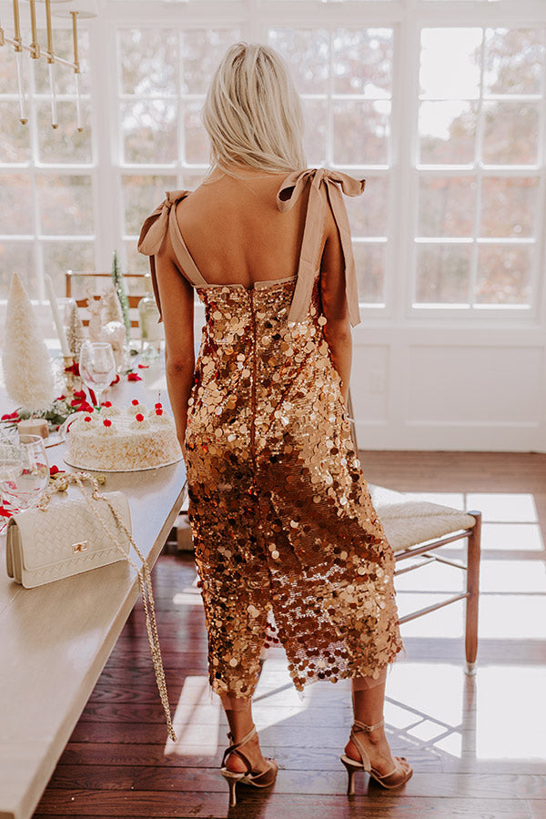 Full Of Glam Sequin Midi in Copper