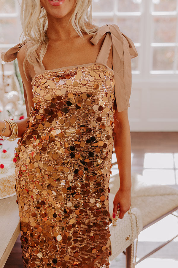 copper glitter dress Amoris T605 Long Slit Formal Glitter Prom Dress