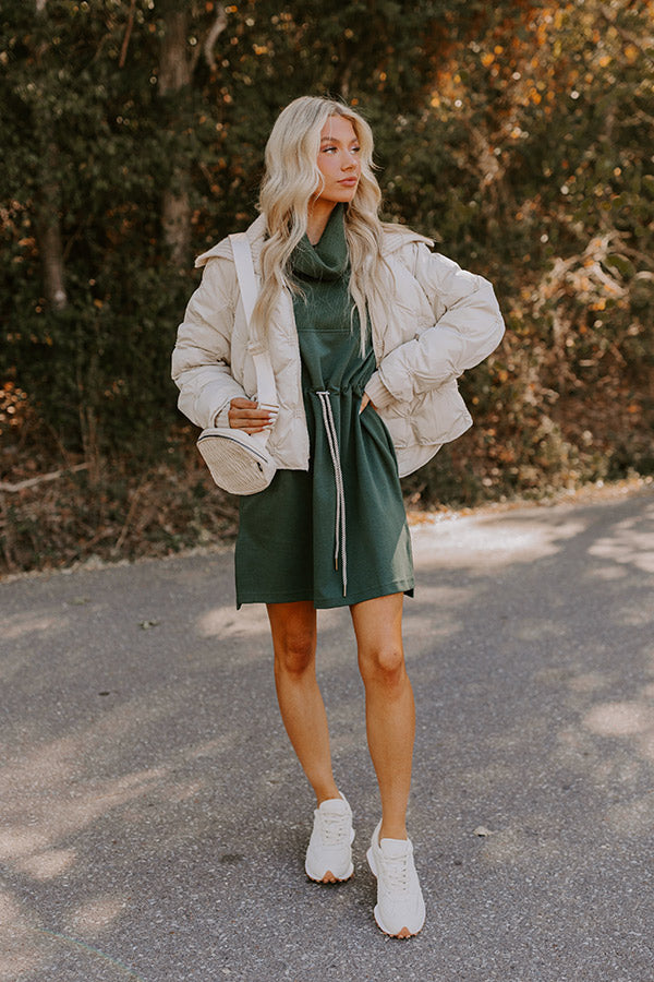 mini dress with jacket Coffee Shop Cutie Drawstring in Hunter Green L / hunter-green Ball_Gowns Color:Persimmon Above Knee Halle Berry's Revealing Met