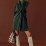 Coffee Shop Cutie Drawstring Mini Dress in Hunter Green Image - 1