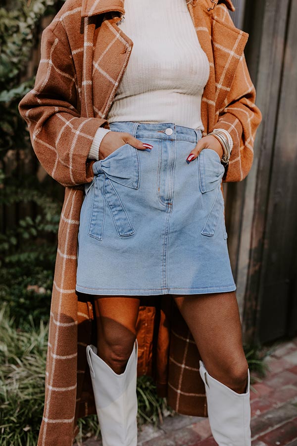 The Kaeli High Waist Denim Skirt in Light Wash