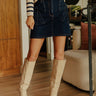 The Kaeli High Waist Denim Skirt in Dark Wash Image - 1