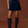 The Kaeli High Waist Denim Skirt in Dark Wash Image - 1