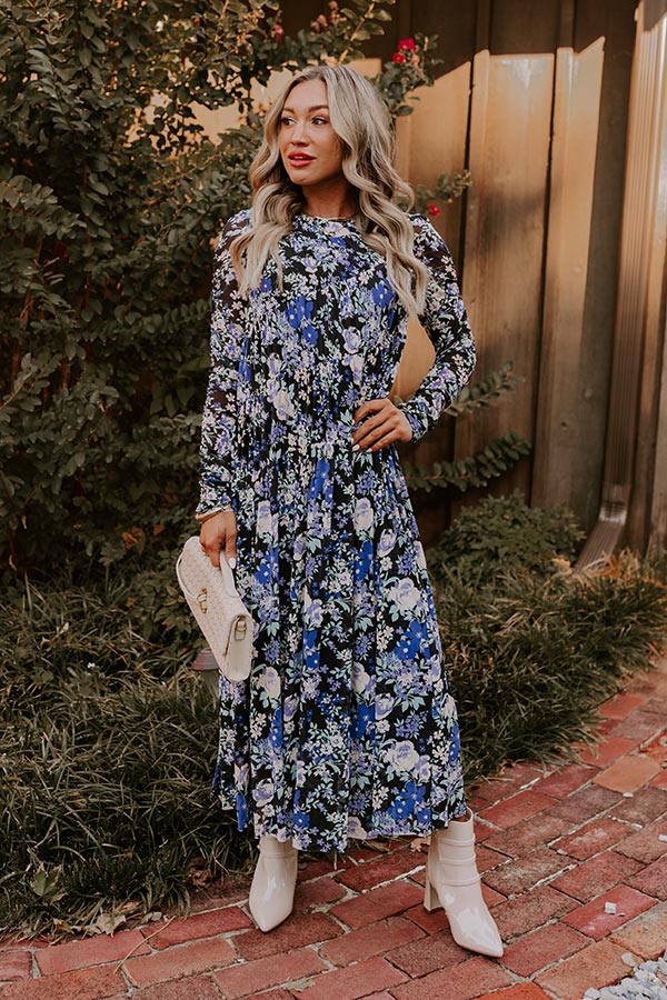 Vineyard Cutie Asymmetrical Floral Mesh Midi in Black M / Black Vineyard Cutie Asymmetrical Floral Mesh Midi in Black M / Black