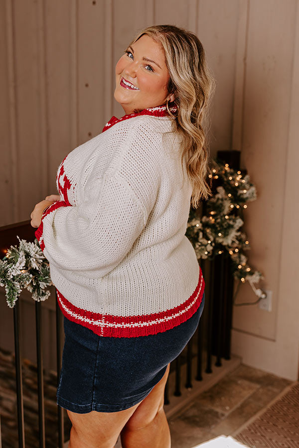 Holiday Vibes Knit Sweater in Sleigh Ivory Curves