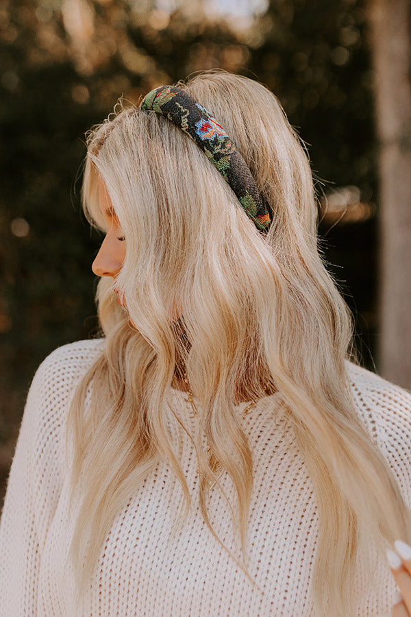 For The Love Of Floral Headband in Black