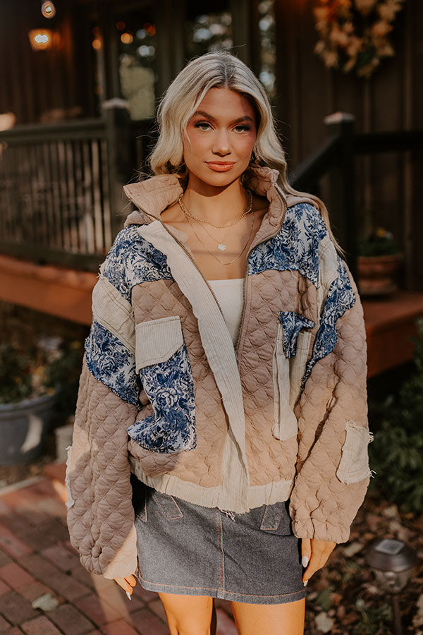 Cozy Couture Quilted Jacket in Warm Taupe