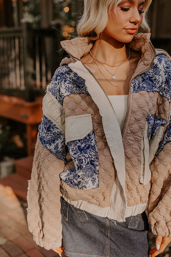 Cozy Couture Quilted Jacket in Warm Taupe