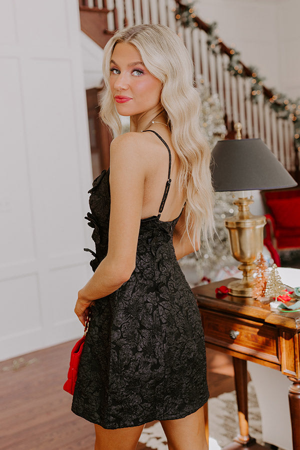 Chic Charm Jacquard Mini Dress in Black S / Black Chic Charm Jacquard Mini Dress in Black S / Black
