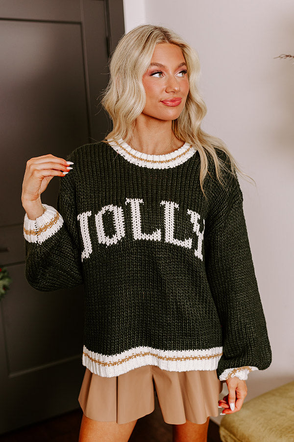 Holiday Vibes Knit Sweater in Jolly Hunter Green