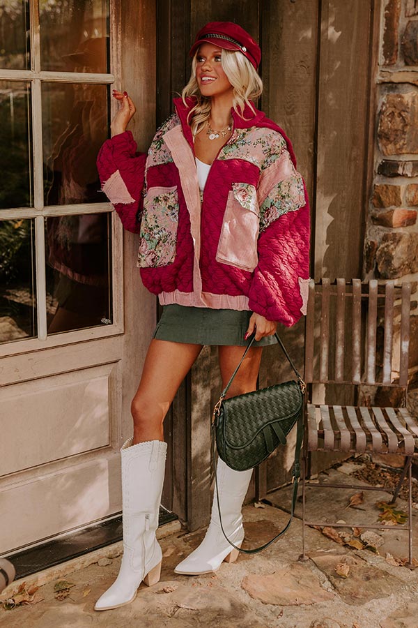 Cozy Couture Quilted Jacket in Sangria