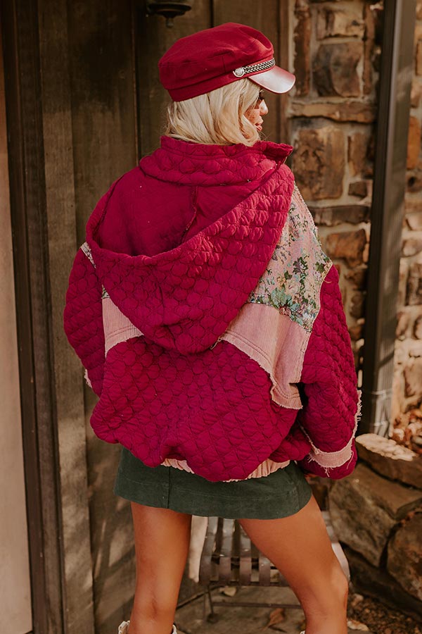 Cozy Couture Quilted Jacket in Sangria