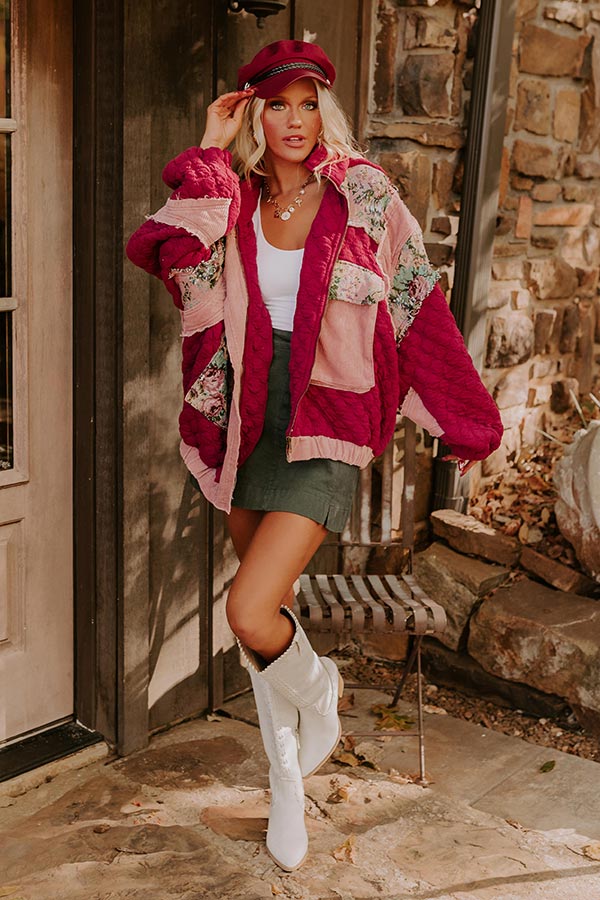 Cozy Couture Quilted Jacket in Sangria