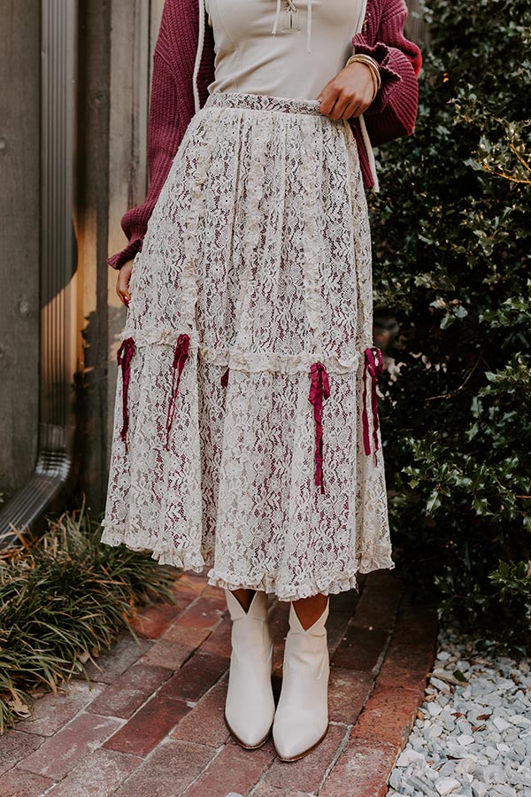 Boho Feels High Waist Lace Skirt in Wine