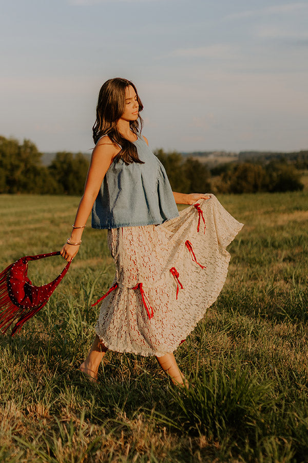 Boho Feels High Waist Lace Skirt in Wine