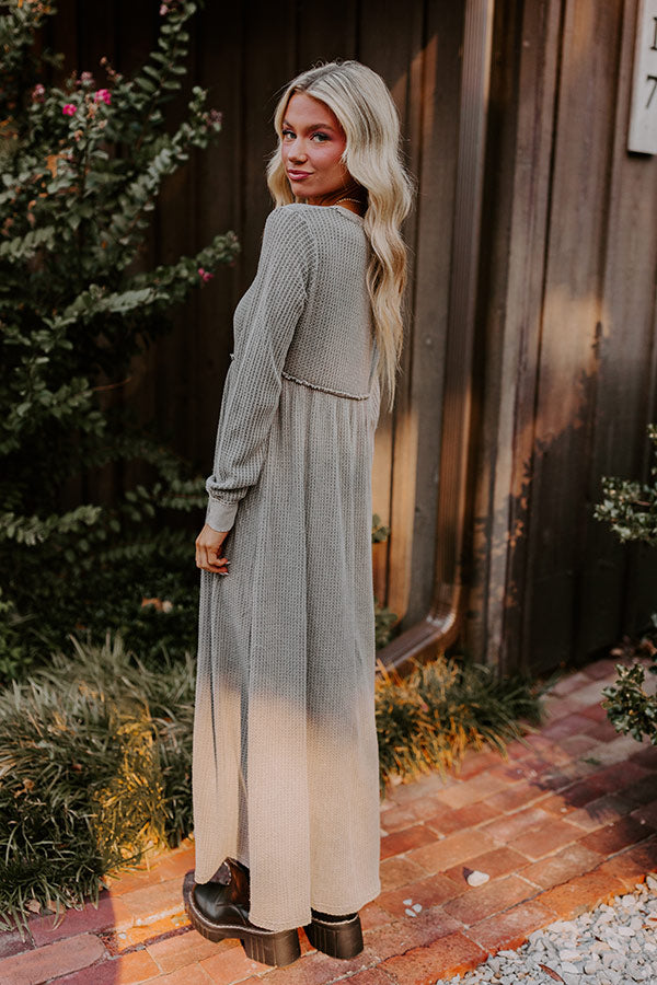 Cozy Moment Waffle Knit Maxi Dress in Grey