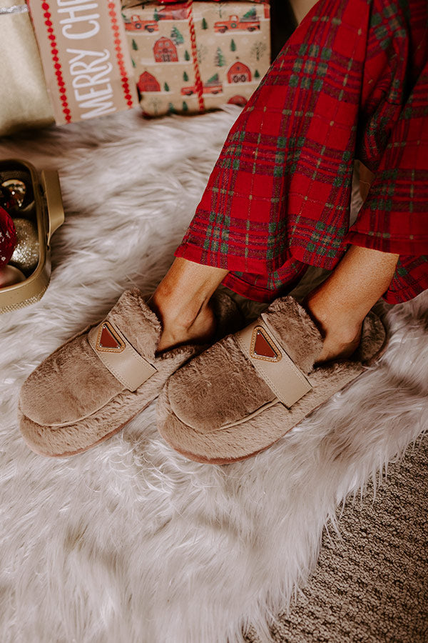 The Luna Plush Slipper in Taupe