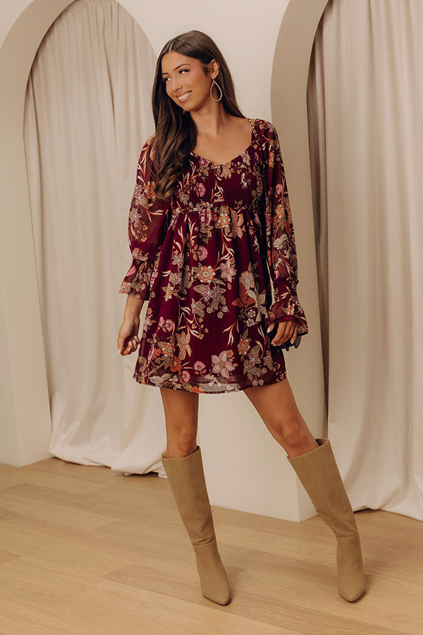 Vino Sippin' Floral Mini Dress Image - 1
