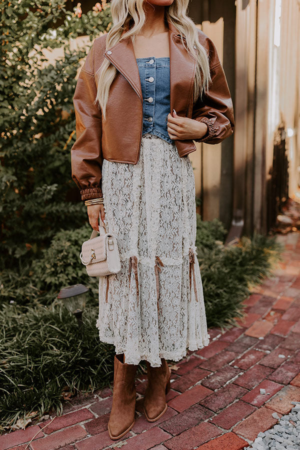 Boho Feels High Waist Lace Skirt in Mocha