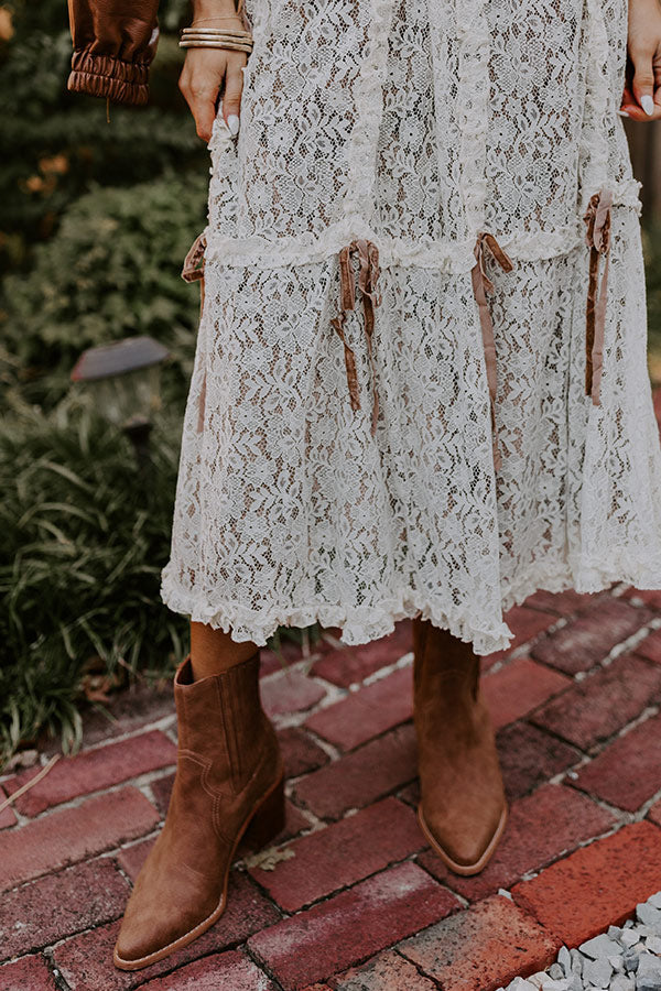 Boho Feels High Waist Lace Skirt in Mocha