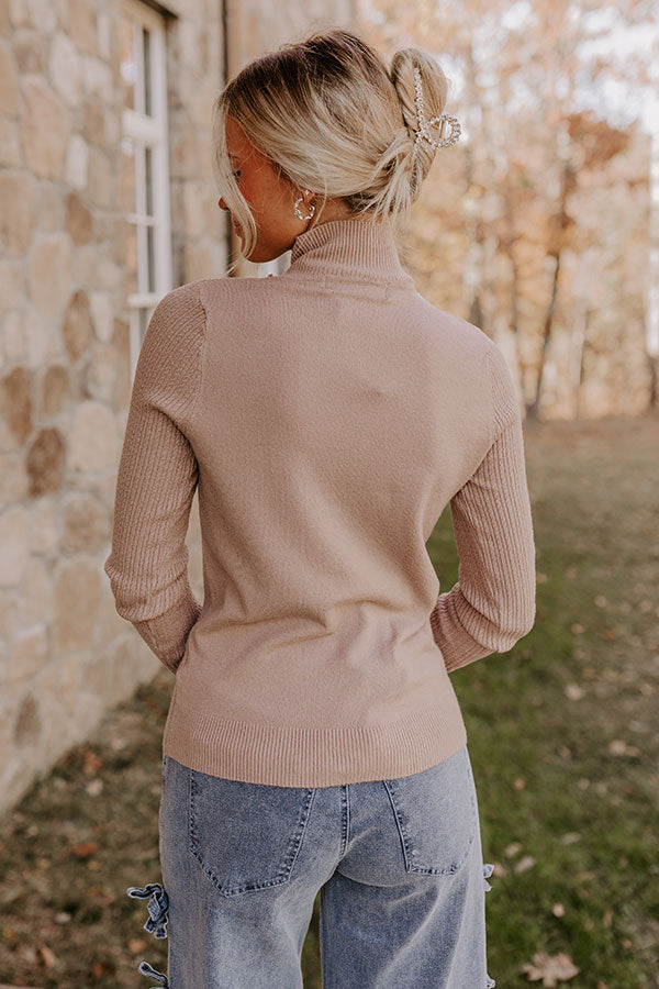 Glam Feeling Rhinestone Embellished Knit Top in Taupe