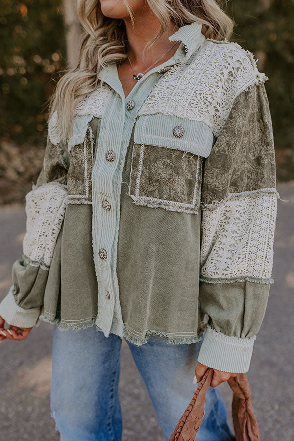 Boho Vibes Lightweight Chambray Jacket in Olive