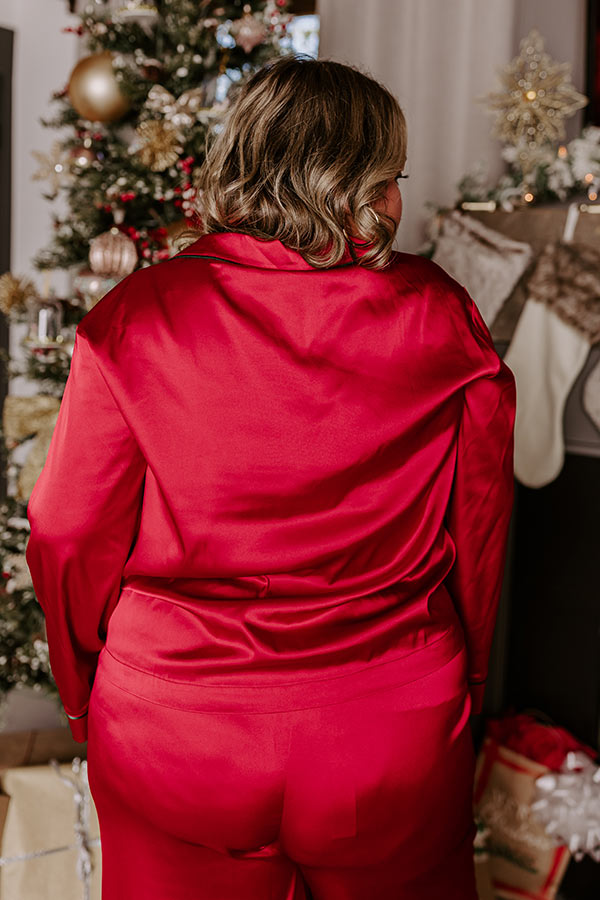 Feeling Luxurious Satin Pajama Top in Red Curves