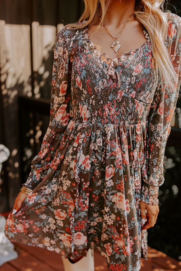 Soho Style Floral Mesh Mini Dress