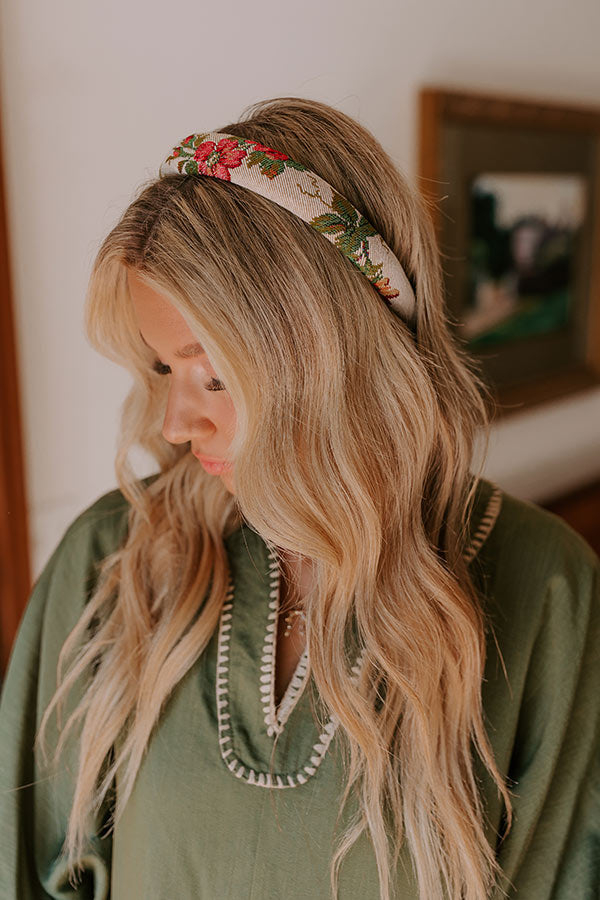 For The Love Of Floral Headband in Oatmeal