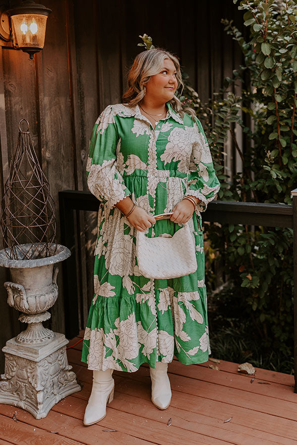 Bistro Bound Floral Midi in Green Curves