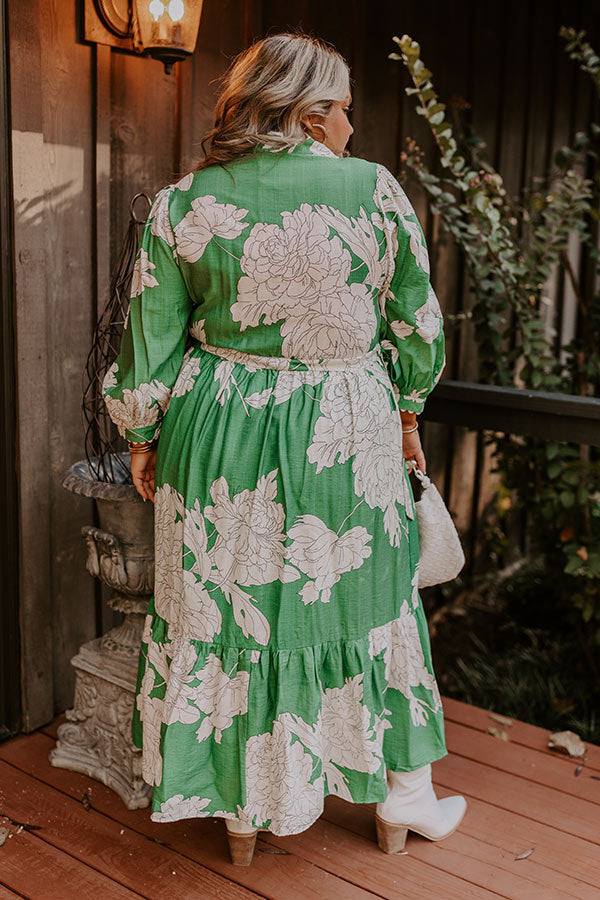 Bistro Bound Floral Midi in Green Curves