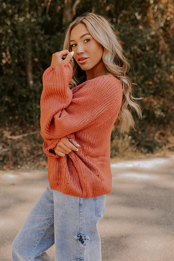 Cozy A La Mode Knit Sweater in Rust