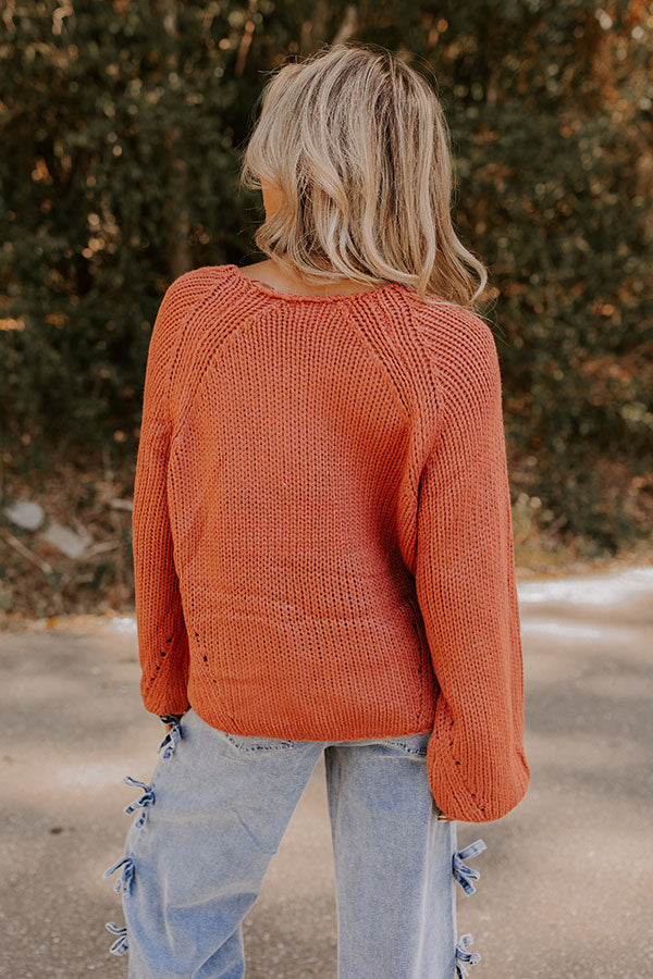 Cozy A La Mode Knit Sweater in Rust