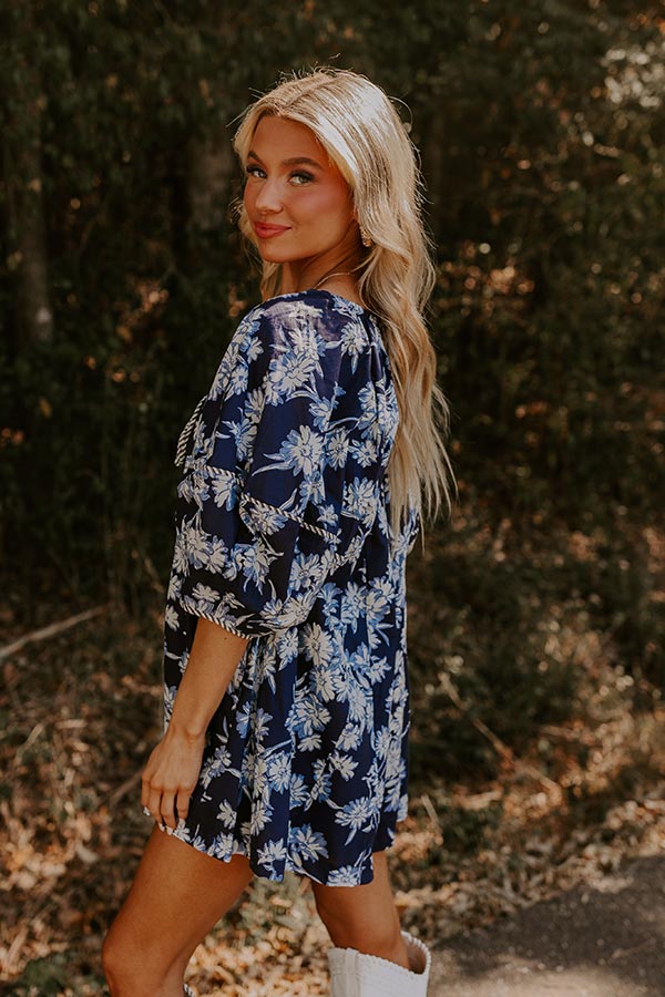 Vino On The Veranda Floral Romper in Navy