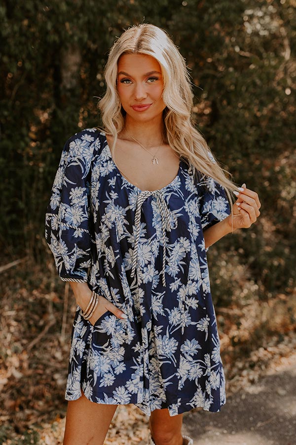 Vino On The Veranda Floral Romper in Navy