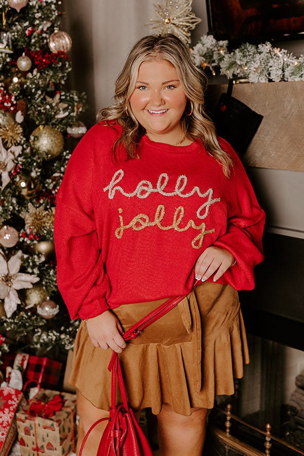 Holly Jolly Vibe Tinsel Knit Top Curves