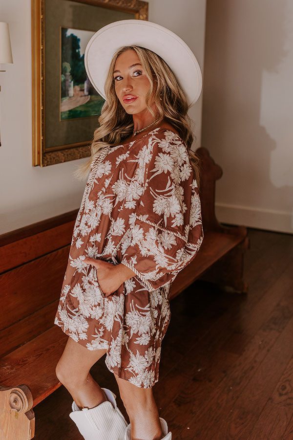 Vino On The Veranda Floral Romper in Chocolate