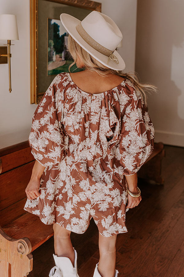 Vino On The Veranda Floral Romper in Chocolate