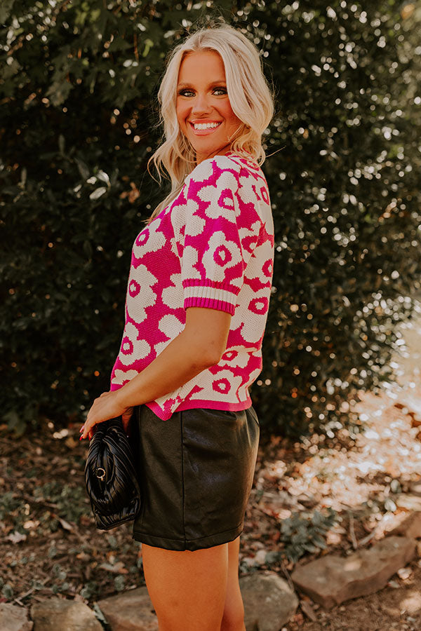 Block Party Cutie Floral Knit Top in Pink