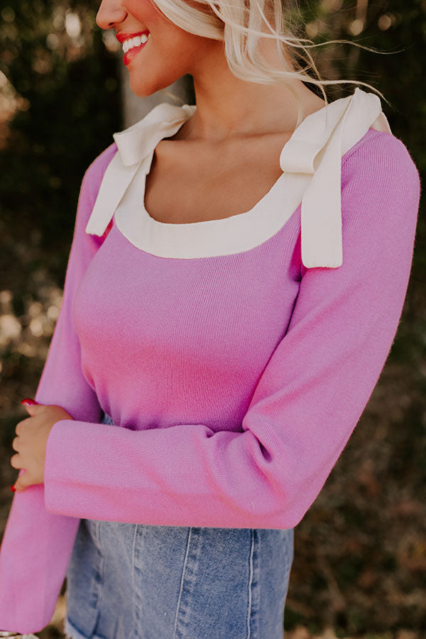 Small Town Bistro Knit Top in Pink