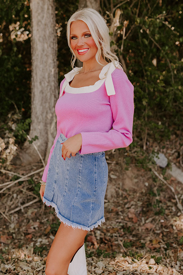 Small Town Bistro Knit Top in Pink