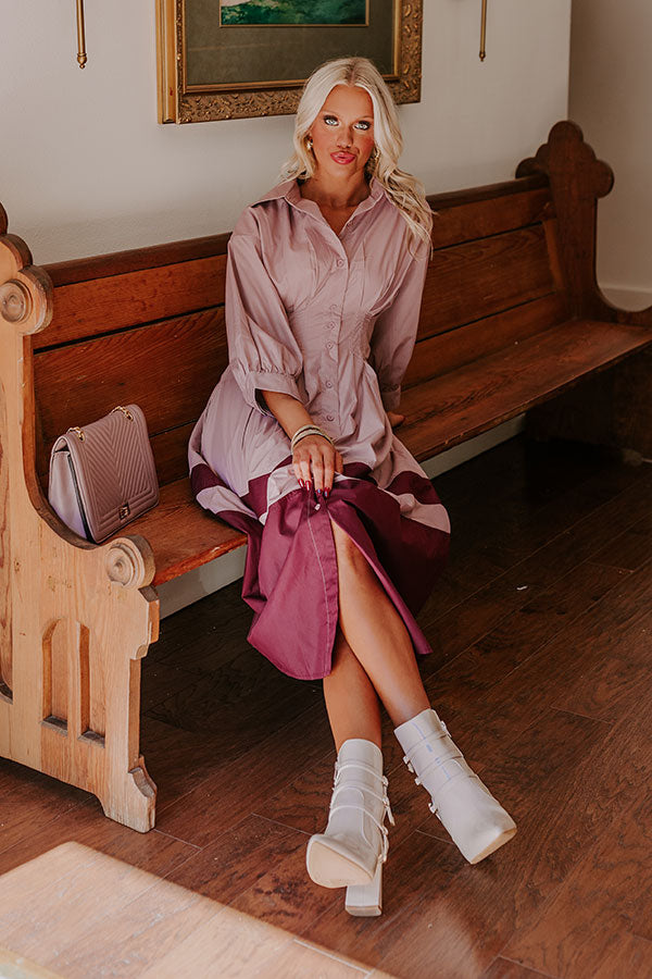 Hopeless Romantic Button Down Midi in Dusty Purple