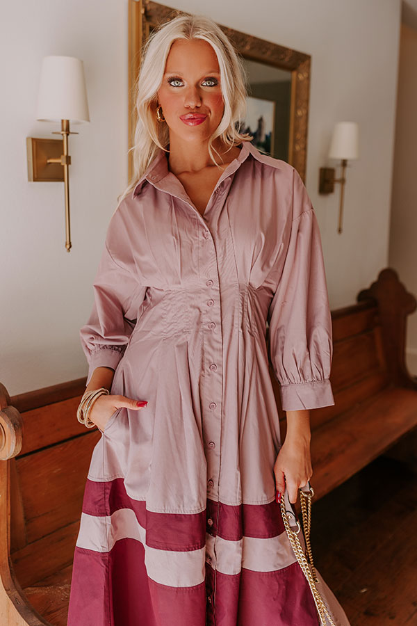 Hopeless Romantic Button Down Midi in Dusty Purple