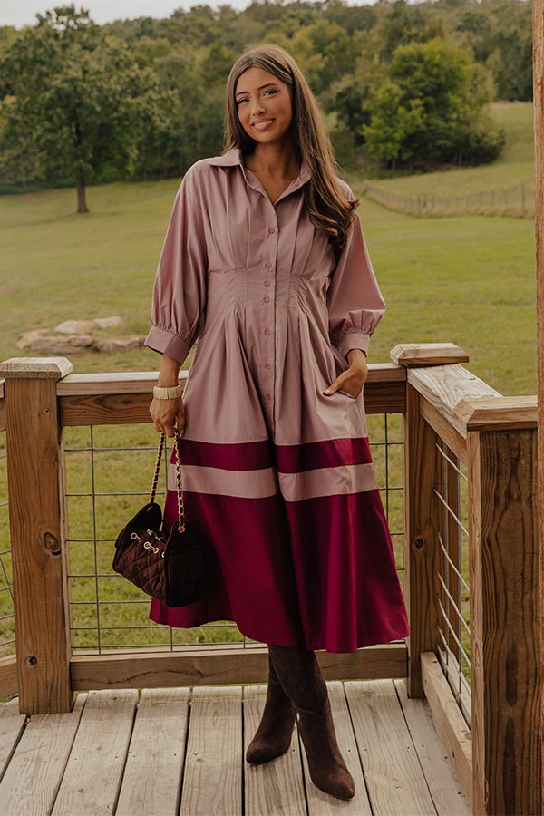 Hopeless Romantic Button Down Midi in Dusty Purple Image - 1