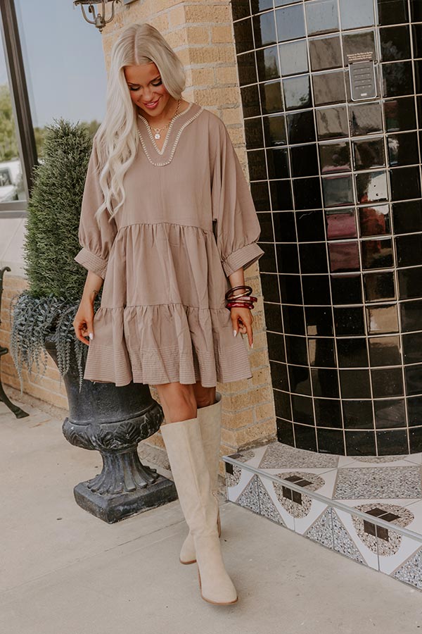 Dreamy Moment Mini Dress in Mocha Image - 2