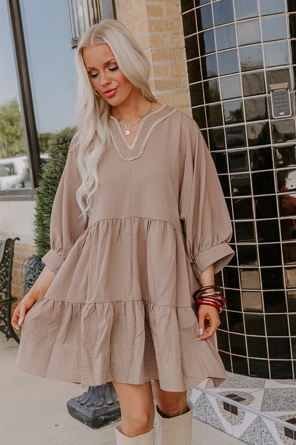 Dreamy Moment Mini Dress in Mocha Image - 1
